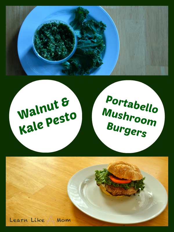 Walnut Kale Pesto Portabello Mushroom Burgers - Learn Like A Mom! http://learnlikeamom.com/recipes/walnut-kale-pe…shroom-burgers/ ? #kale #pesto #recipes #burgers #portabello