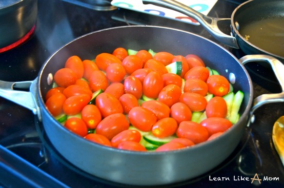add tomatoes to zucchini for spaghetti